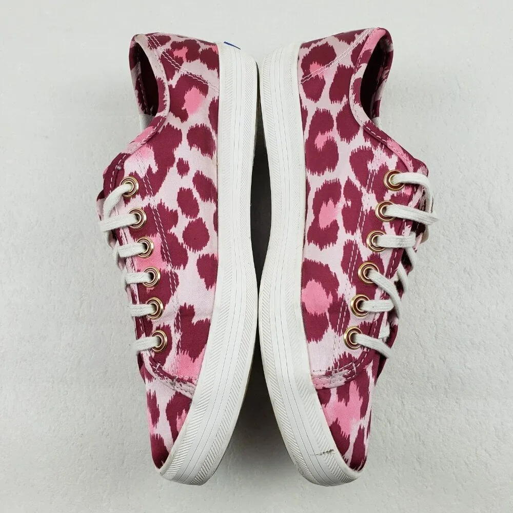 Keds x Kate Spade Kickstart Sneaker Womens 7.5 Pink Satin Leopard Print Shoe - Picture 9 of 15